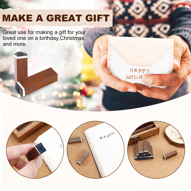 UCEC 70pcs Alphabet Stamps for Clay, Rubber Letter Stamps for Crafting, Wooden Letter Number and Symbol Stamp Set for Scrapbooking Supplies DIY Craft Card Making - Image 3